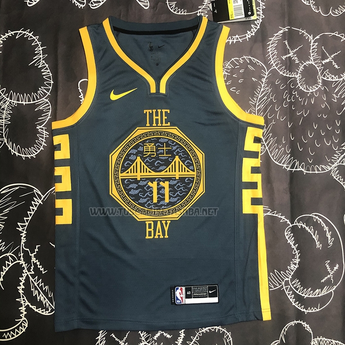 Camiseta Klay Thompson NO 11 Golden State Warriors Ciudad 2018-19 Azul